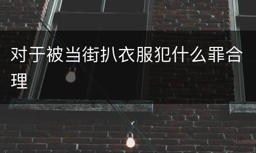 对于被当街扒衣服犯什么罪合理