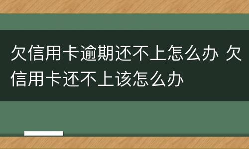 欠信用卡逾期还不上怎么办 欠信用卡还不上该怎么办