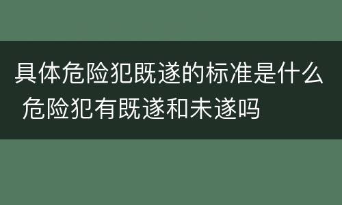 具体危险犯既遂的标准是什么 危险犯有既遂和未遂吗