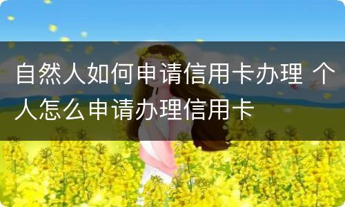 自然人如何申请信用卡办理 个人怎么申请办理信用卡