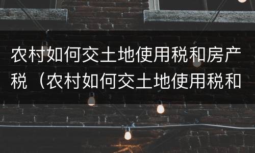 农村如何交土地使用税和房产税（农村如何交土地使用税和房产税呢）