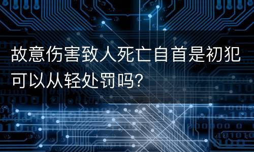 故意伤害致人死亡自首是初犯可以从轻处罚吗？