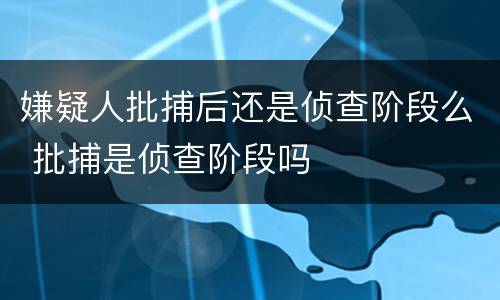 嫌疑人批捕后还是侦查阶段么 批捕是侦查阶段吗