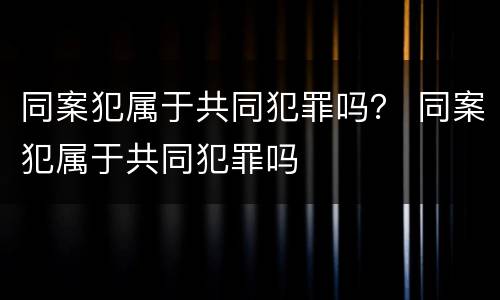 同案犯属于共同犯罪吗？ 同案犯属于共同犯罪吗