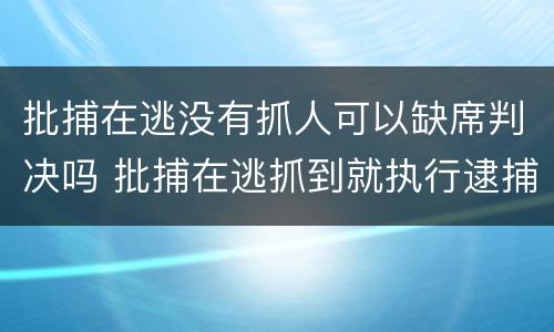 批捕在逃没有抓人可以缺席判决吗 批捕在逃抓到就执行逮捕吗