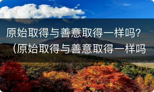 原始取得与善意取得一样吗？（原始取得与善意取得一样吗）