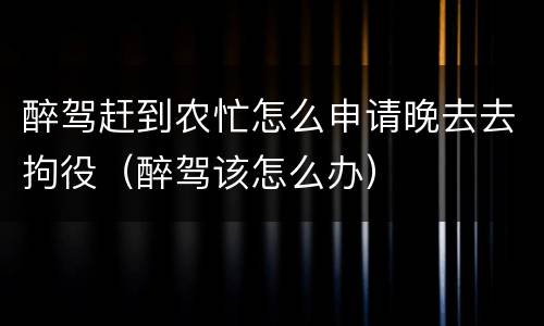 醉驾赶到农忙怎么申请晚去去拘役（醉驾该怎么办）