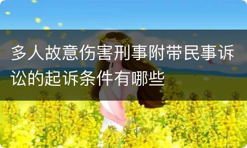 多人故意伤害刑事附带民事诉讼的起诉条件有哪些