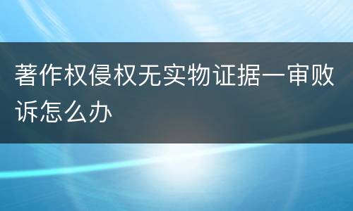 著作权侵权无实物证据一审败诉怎么办