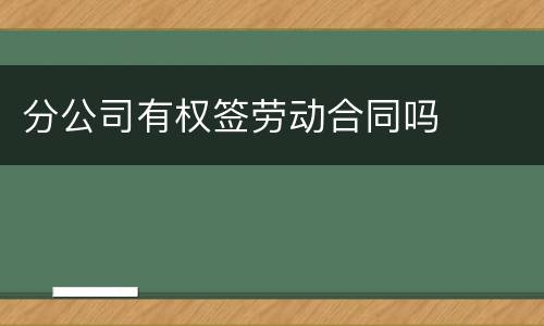 分公司有权签劳动合同吗