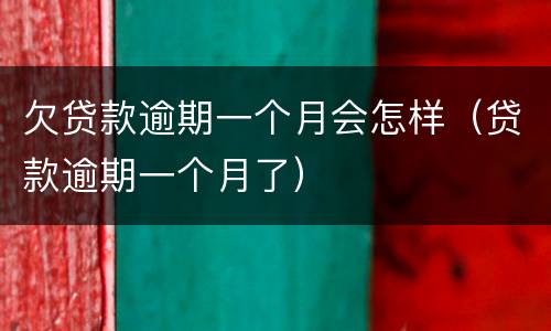 欠贷款逾期一个月会怎样（贷款逾期一个月了）