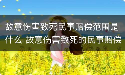 故意伤害致死民事赔偿范围是什么 故意伤害致死的民事赔偿