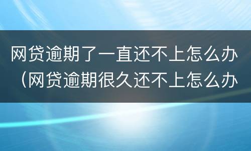 网贷逾期了一直还不上怎么办（网贷逾期很久还不上怎么办）