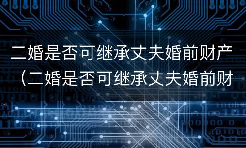 二婚是否可继承丈夫婚前财产（二婚是否可继承丈夫婚前财产遗产）