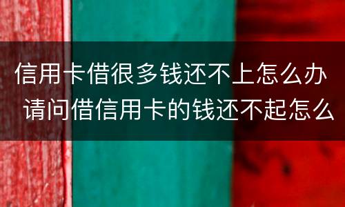 信用卡借很多钱还不上怎么办 请问借信用卡的钱还不起怎么办?