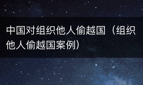 中国对组织他人偷越国（组织他人偷越国案例）