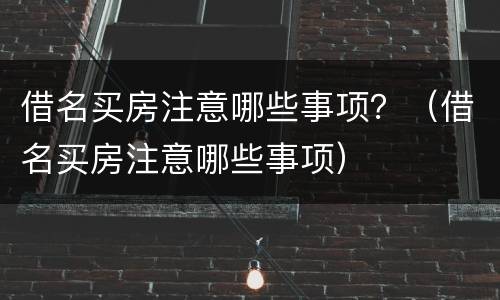 借名买房注意哪些事项？（借名买房注意哪些事项）