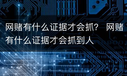网赌有什么证据才会抓？ 网赌有什么证据才会抓到人