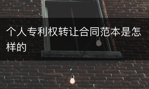 个人专利权转让合同范本是怎样的