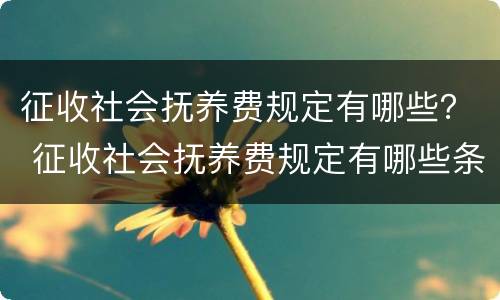 征收社会抚养费规定有哪些？ 征收社会抚养费规定有哪些条件