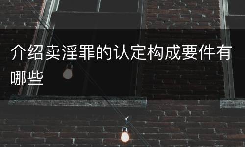 介绍卖淫罪的认定构成要件有哪些