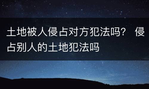 土地被人侵占对方犯法吗？ 侵占别人的土地犯法吗