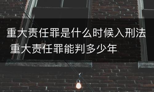 重大责任罪是什么时候入刑法 重大责任罪能判多少年