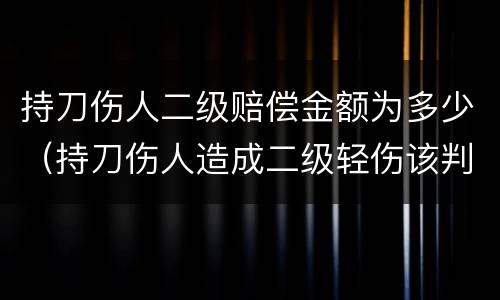 持刀伤人二级赔偿金额为多少（持刀伤人造成二级轻伤该判几年）