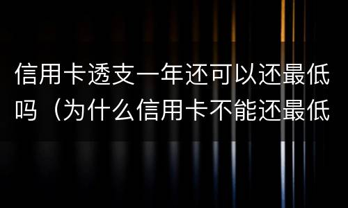 信用卡透支一年还可以还最低吗（为什么信用卡不能还最低还款）