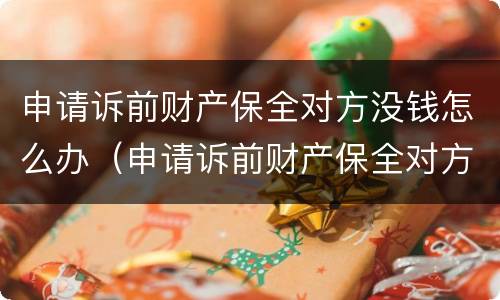 申请诉前财产保全对方没钱怎么办（申请诉前财产保全对方没钱怎么办理）