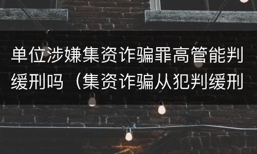 单位涉嫌集资诈骗罪高管能判缓刑吗（集资诈骗从犯判缓刑吗）