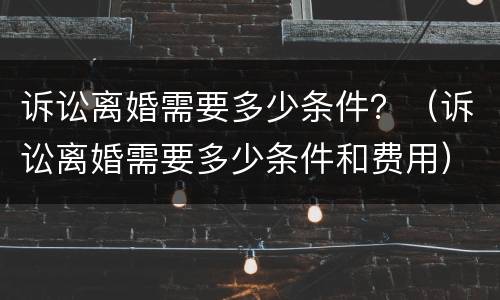 诉讼离婚需要多少条件？（诉讼离婚需要多少条件和费用）