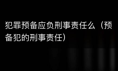 犯罪预备应负刑事责任么（预备犯的刑事责任）