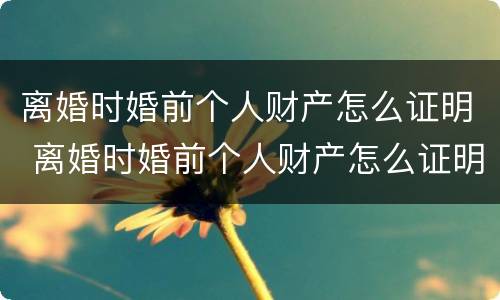 离婚时婚前个人财产怎么证明 离婚时婚前个人财产怎么证明的