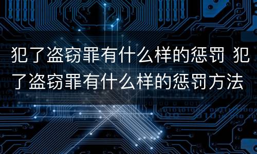 犯了盗窃罪有什么样的惩罚 犯了盗窃罪有什么样的惩罚方法