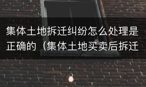 集体土地拆迁纠纷怎么处理是正确的（集体土地买卖后拆迁纠纷案）