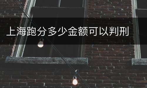 上海跑分多少金额可以判刑