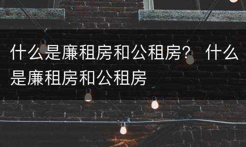 什么是廉租房和公租房？ 什么是廉租房和公租房