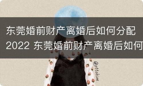 东莞婚前财产离婚后如何分配2022 东莞婚前财产离婚后如何分配2022年