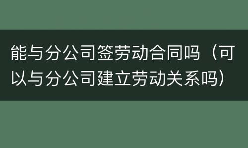 能与分公司签劳动合同吗（可以与分公司建立劳动关系吗）