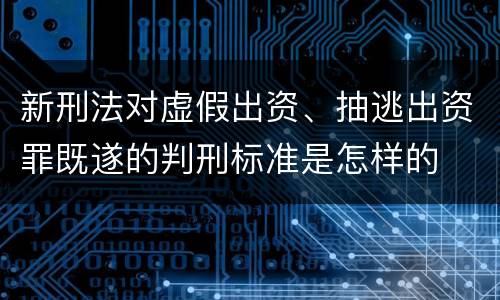新刑法对虚假出资、抽逃出资罪既遂的判刑标准是怎样的