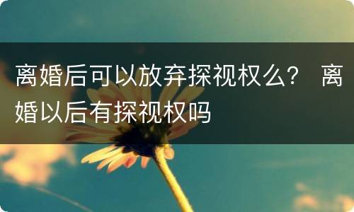 离婚后可以放弃探视权么？ 离婚以后有探视权吗
