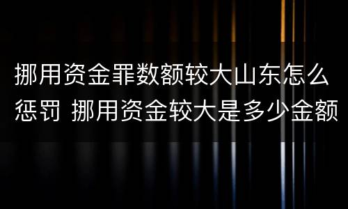 挪用资金罪数额较大山东怎么惩罚 挪用资金较大是多少金额