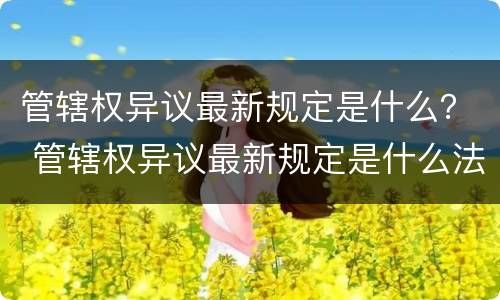 管辖权异议最新规定是什么？ 管辖权异议最新规定是什么法律
