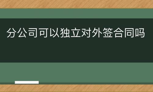 分公司可以独立对外签合同吗