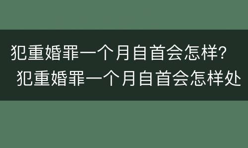 犯重婚罪一个月自首会怎样？ 犯重婚罪一个月自首会怎样处罚