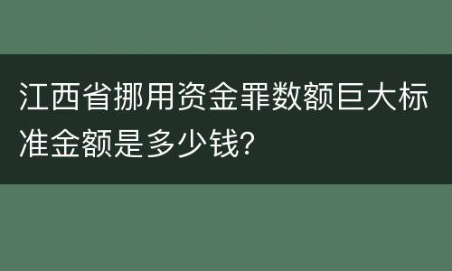 江西省挪用资金罪数额巨大标准金额是多少钱？