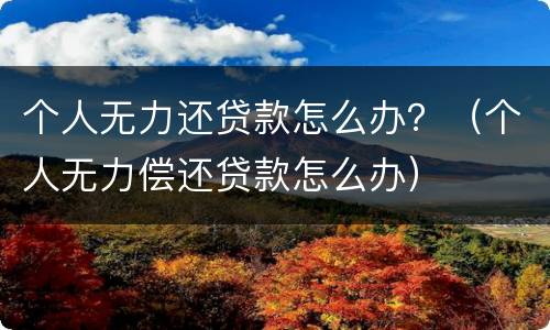 个人无力还贷款怎么办？（个人无力偿还贷款怎么办）