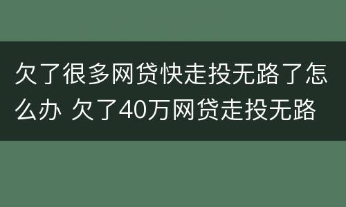 欠了很多网贷快走投无路了怎么办 欠了40万网贷走投无路