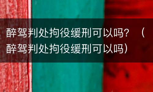 醉驾判处拘役缓刑可以吗？（醉驾判处拘役缓刑可以吗）